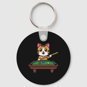 Intelligent katt som spelar Billiards Funny Humous Nyckelring