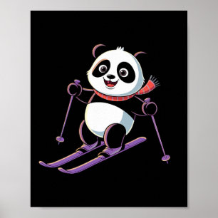 Intelligent Panda som spelar Skidåkning Roligt Hum Poster