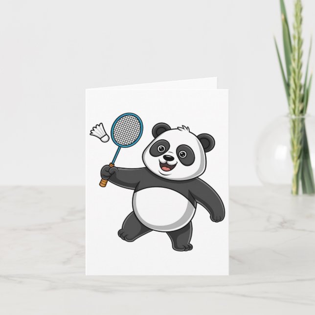 Intelligent Panda spelar Badminton Funny Humous Kort (Framsida)