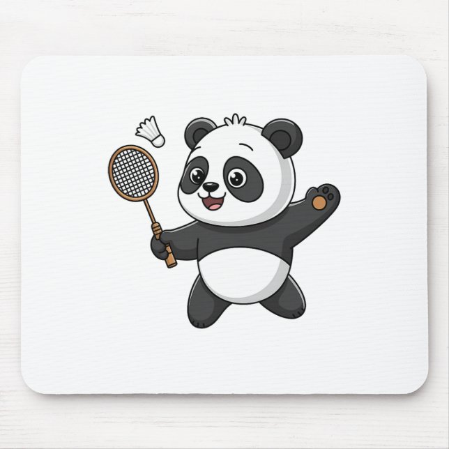 Intelligent Panda spelar Badminton Funny Humous Musmatta (Framsidan)