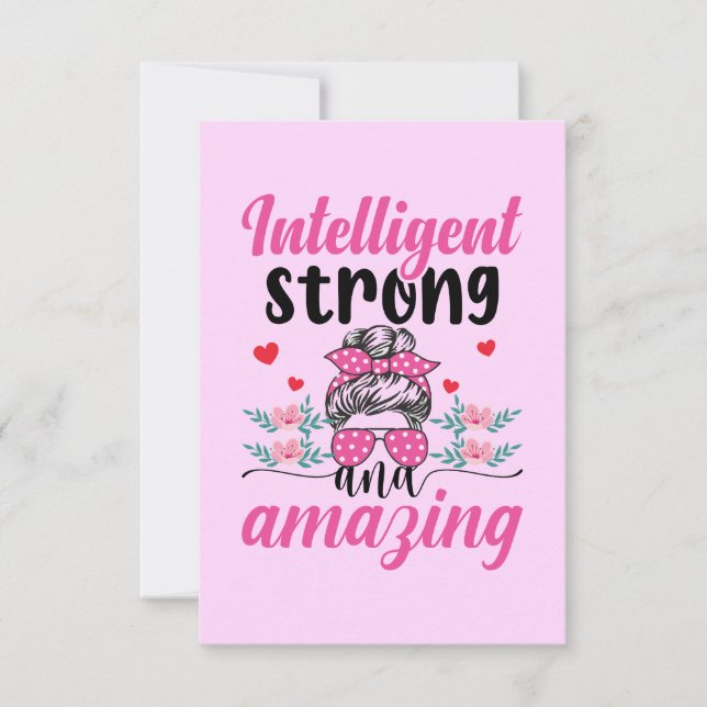 Intelligent Strong & Fantastisk Women's Quote Tack Kort (Framsida)