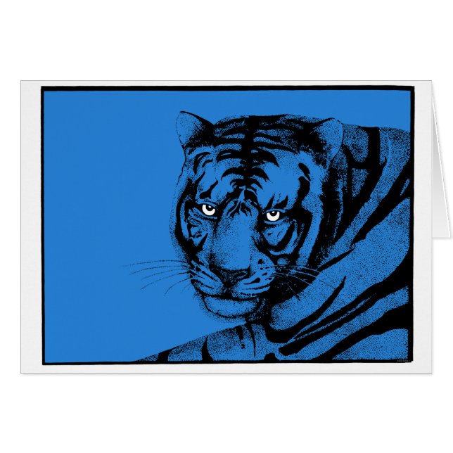 INTENSE BLUE TIGER HÄLSNINGSKORT (Framsidan Horizontal)