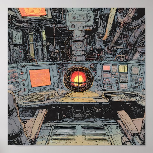 Intense Dystopian Art: Burning Core Sci-Fi  Poster (Framsidan)