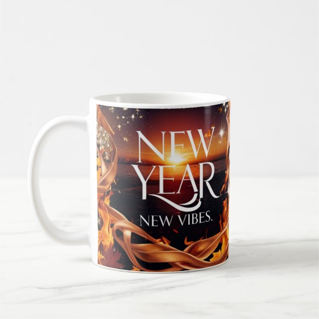 Intense Fire Sunset "New Year, New Vibes" Premium  Kaffemugg (Vänster)