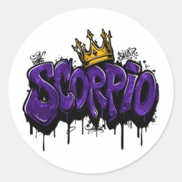 Intense Scorpio Zodiac Graffiti Airbrush med Kråka Runt Klistermärke