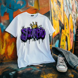 Intense Scorpio Zodiac Graffiti Airbrush med Kråka T Shirt