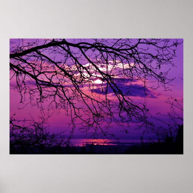 Intensitet och vivid - Lila Sunset liggande liggan Poster (Framsidan)