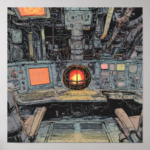 Intensiv dystopisk konst: Brinnande Sci-Fi-kärna Poster