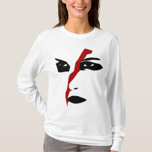 Intensiv facepaint med rött hugger t-shirt