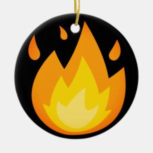 Intensiv Fire Emoji Julgransprydnad Keramik