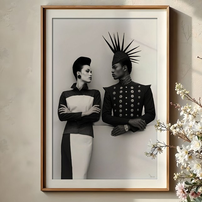 Intensiv Gaze: Avant-Garde Mode Duo Porträtt Poster (Skapare uppladdad)