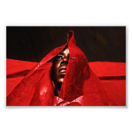 Intensiv Gaze: En mäktig Röda Porträtt av Mystoppa Fototryck