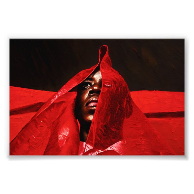 Intensiv Gaze: En mäktig Röda Porträtt av Mystoppa Fototryck (Framsidan)