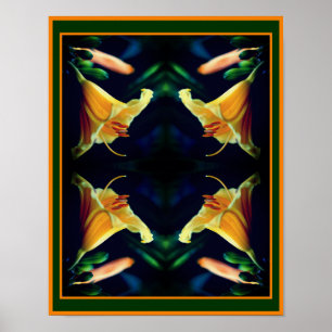 Intensiv Gult Lily Flower Abstrakt Poster