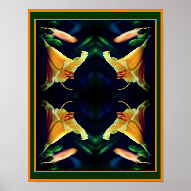 Intensiv Gult Lily Flower Abstrakt Poster (Framsidan)