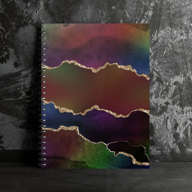 Intensiv Mörk Agate | Moody Rainbow Jewel Tone Anteckningsbok (Skapare uppladdad)