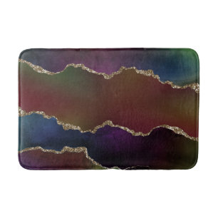 Intensiv Mörk Agate Moody Rainbow Jewel Tone Badrumsmatta