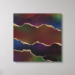 Intensiv Mörk Agate Moody Rainbow Jewel Tone Canvastryck