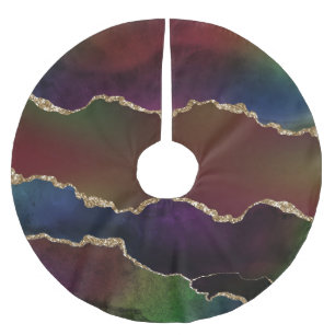Intensiv Mörk Agate Moody Rainbow Jewel Tone Julgransmatta Borstad Polyester