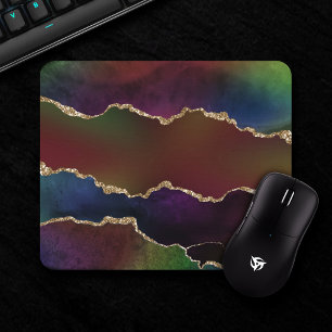 Intensiv Mörk Agate Moody Rainbow Jewel Tone Musmatta