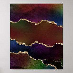 Intensiv Mörk Agate   Moody Rainbow Jewel Tone Poster