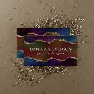 Intensiv Mörk Agate   Moody Rainbow Jewel Tone Visitkort