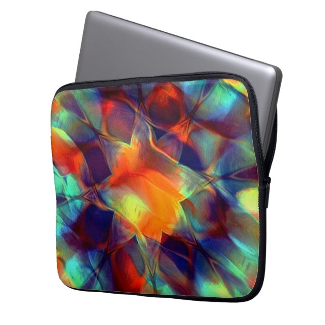 Intensiv orange blomma i det digitala polerade str laptop fodral (Framsidan Vänster)