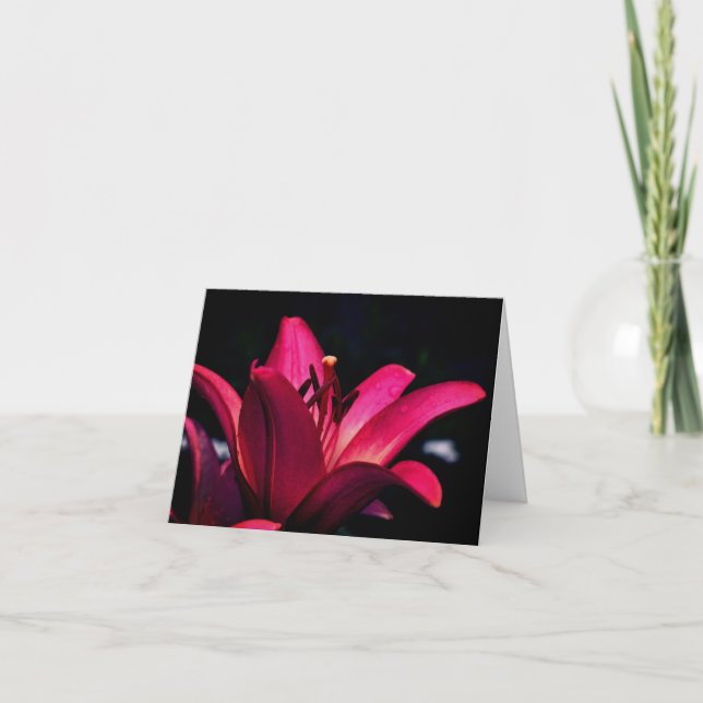 Intensiv röd lilje blomfotografering  anteckningskort (Framsida)