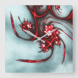 intensiv rödfraktalödla på sandgråa struktur fyrkantig klocka