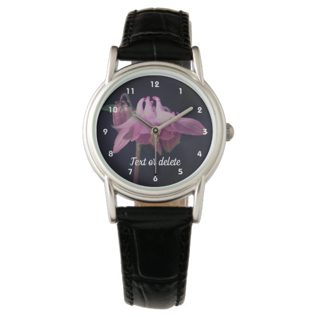 Intensiv Rosa Columbine Flower-Personlig Armbandsur (Framsida)
