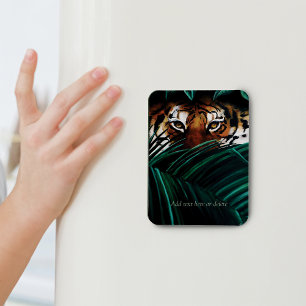 Intensiva Gröna Djungel Tiger Ögon Vilda blad Magnet