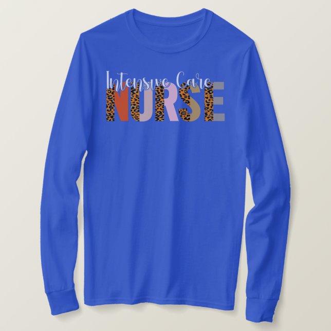 Intensive Care Nurse Leopard Print ICU Nursing T Shirt (Design framsida)