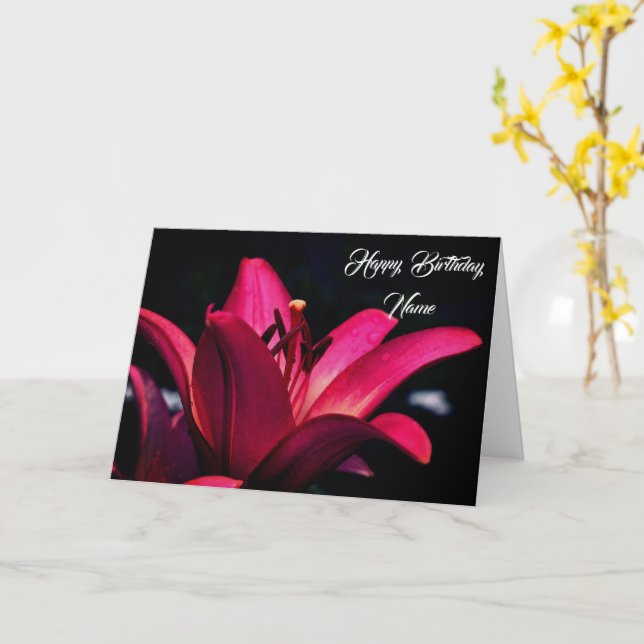 Intensive Red Lily Flower Personlig Birthday Kort (Gul blomma)