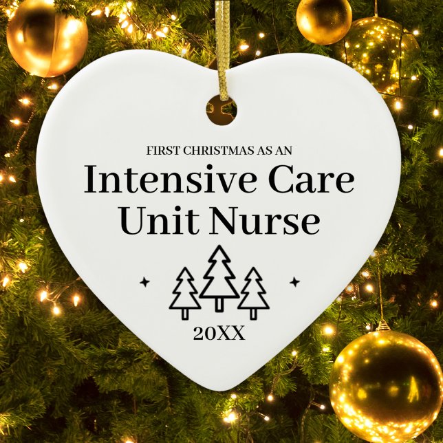 Intensivvårdenheten Sjuksköterska nytt jobb jul Julgransprydnad Keramik (Intensive Care Unit Nurse New Job Christmas Ceramic Ornament
)