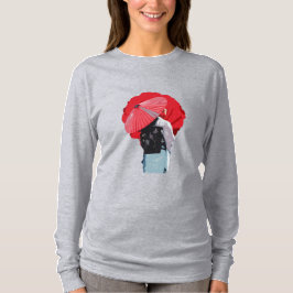 Intenso Vermelho Inspiração Japonesa com Sombrinha T Shirt