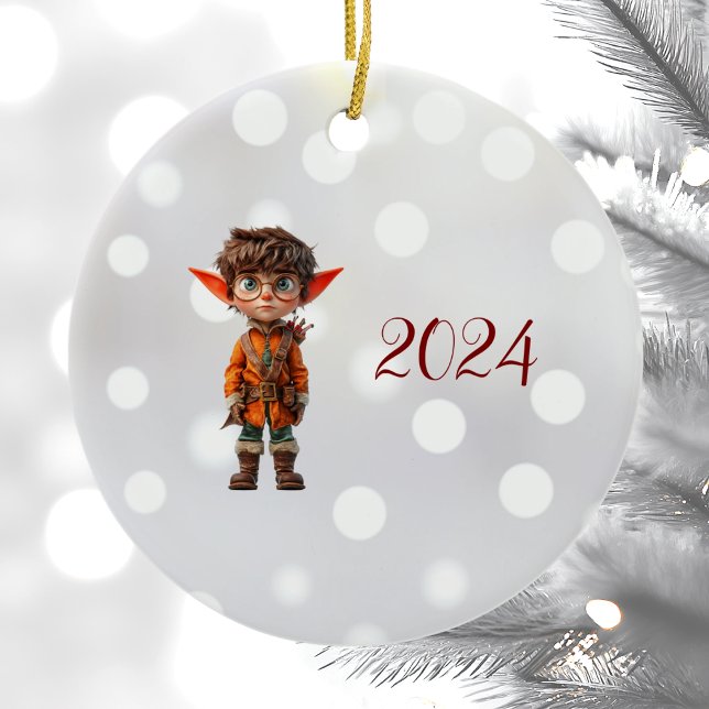 Intent Boy jul Elf Ceramic Ornament (Skapare uppladdad)