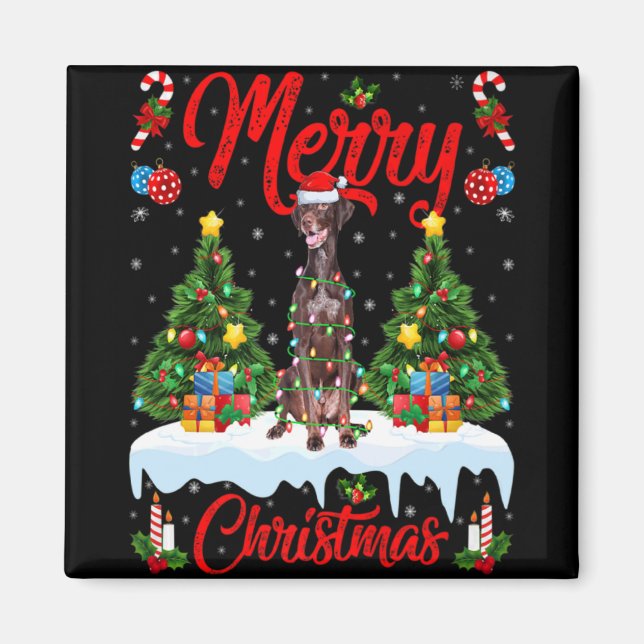 Inter Dog Ljus Xmas Träd Tomte Inter Dog Jul  Magnet (Framsidan)