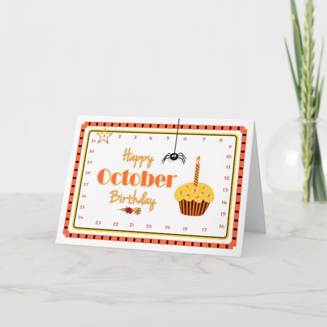 Interactive 'Move the Star' OCTOBER Birthday Kort (Framsida)