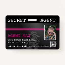 Interactive Secret Agent Spy Badge - Black/Rosa