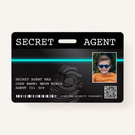 Interactive Secret Agent Spy Badge - Black/Teal