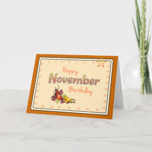 Interaktiv "Move Star" NOVEMBER Birthday Kort