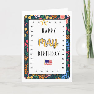 Interaktivt flytta maj-födelsekortet för stjärnan kort