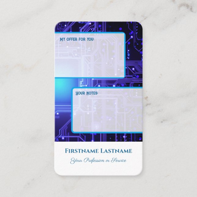 Interaktivt personligt erbjudande och kundanteckni visitkort (Framsida)
