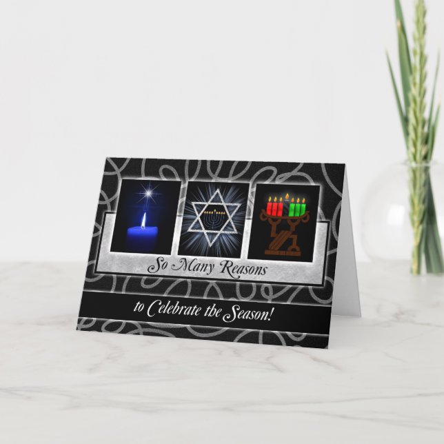 Interfaith julhälsningar Hanukkah Kwanzaa Helgkort (Framsida)