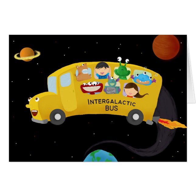 intergalactic buss hälsningskort (Framsidan Horizontal)