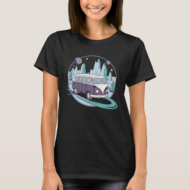 Intergalactic Roadtrip - Psychedelic Space Van T Shirt (Framsida)