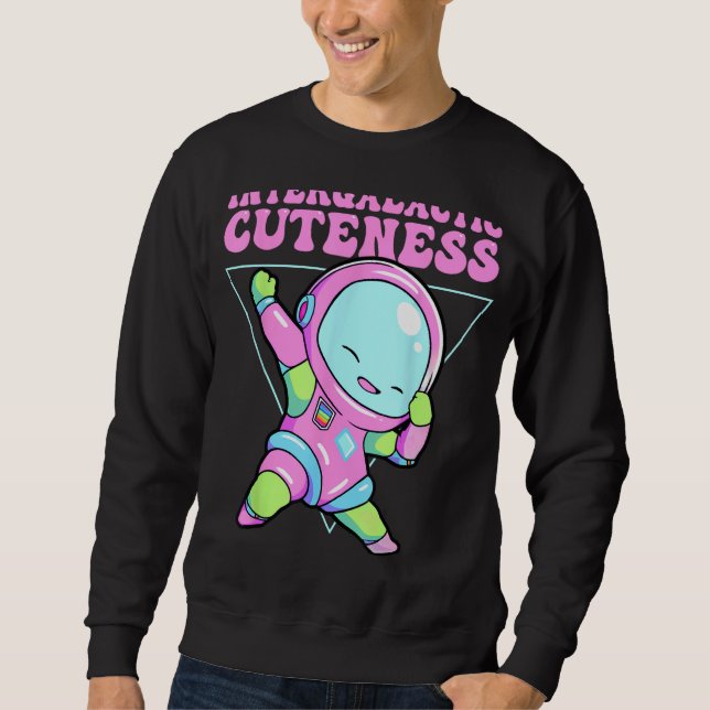 Intergalaktär Alien Dabbing Rymden Lång Ärmad Tröja (Framsida)