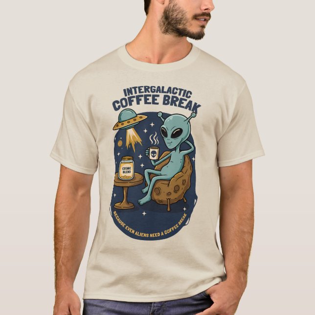 Intergalaktisk kaffebrytning t shirt (Framsida)