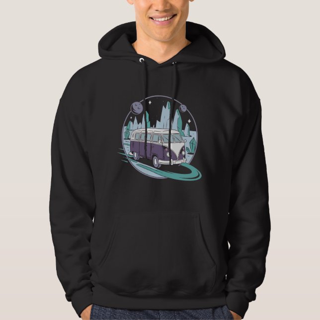 Intergalaktisk roadtrip – Psykedelisk rymdbuss  Hoodie (Framsida)