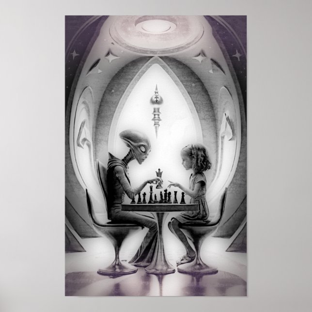 Intergalaktisk schack: Alien vs Girl Poster (Framsidan)